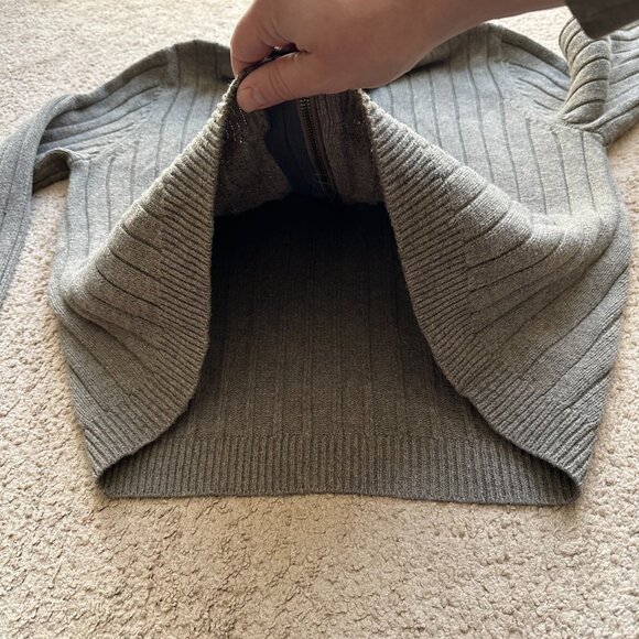 Gap Sweater Womens XL Wool Linen Blend Button Up Long Sleeve Mock Neck Brown - Picture 3 of 11